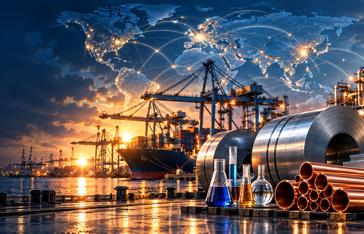Global industrial trade, metals, chemicals, manufacturing, and logistics